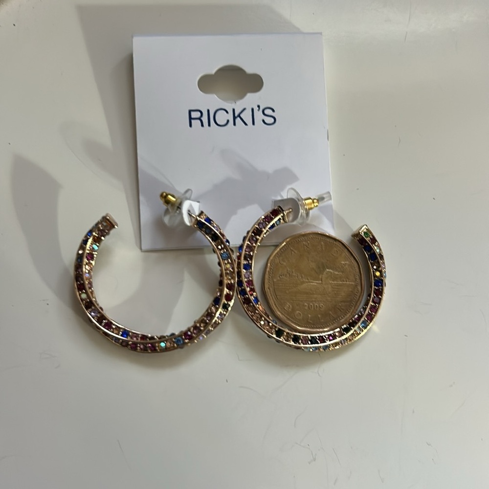 Multicolour Rhinestone hoops - Picture 6 of 7